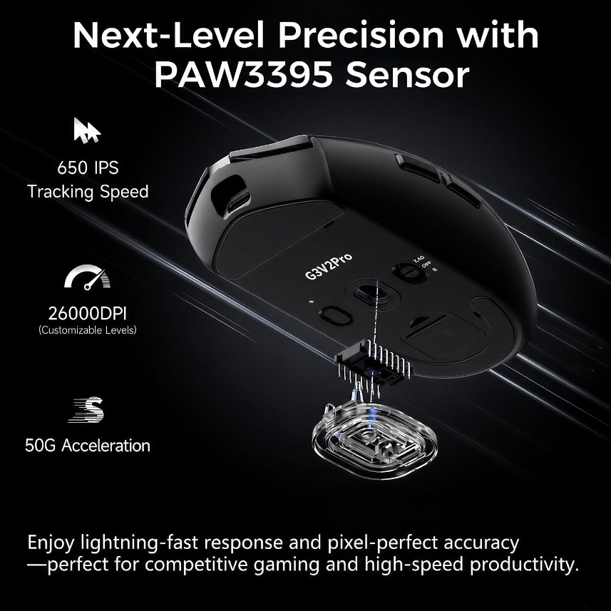 MCHOSE G3 V2 Pro Wireless Gaming Mouse - Black