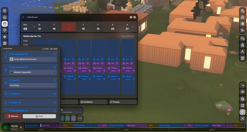 The SEED Scheduler showing a short list of activity priorities