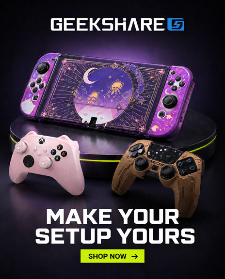 GeekShare specialise in high-quality Nintendo Switch accessories, thumb grips, protective controller cases and more.